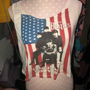 Beatles American flag crop top